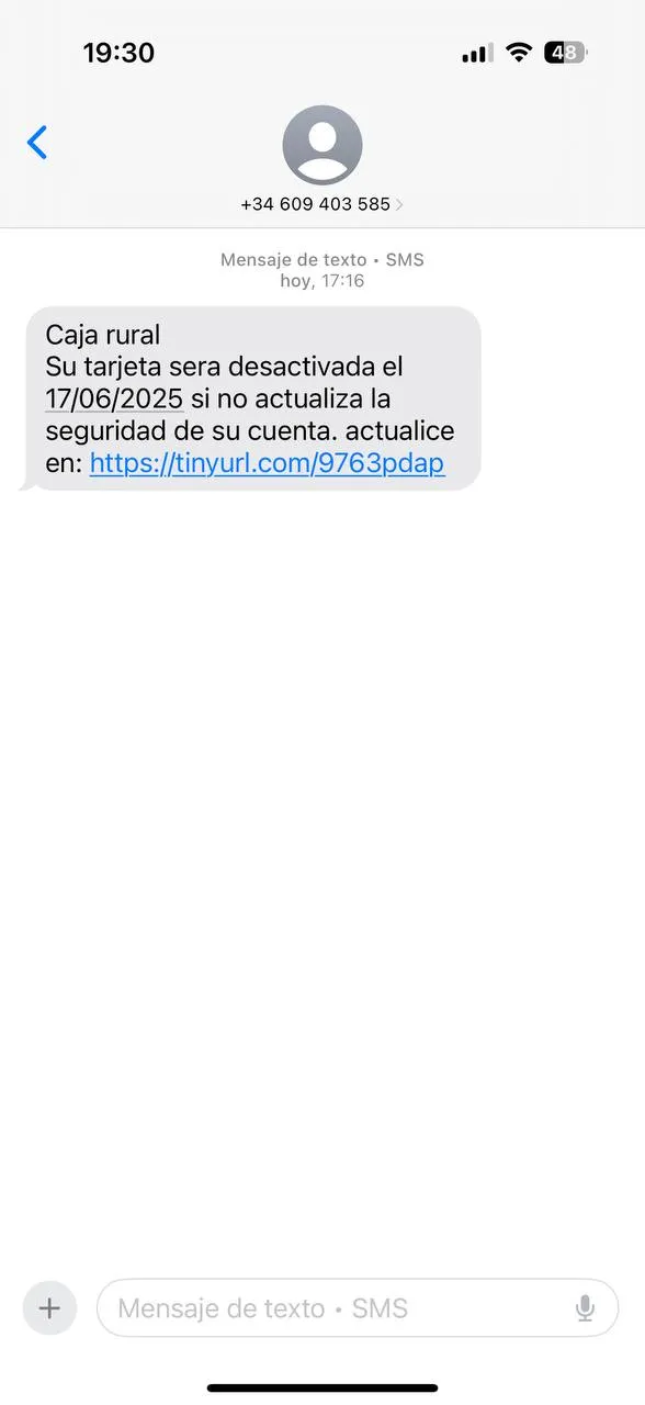 SMS fraudulento
