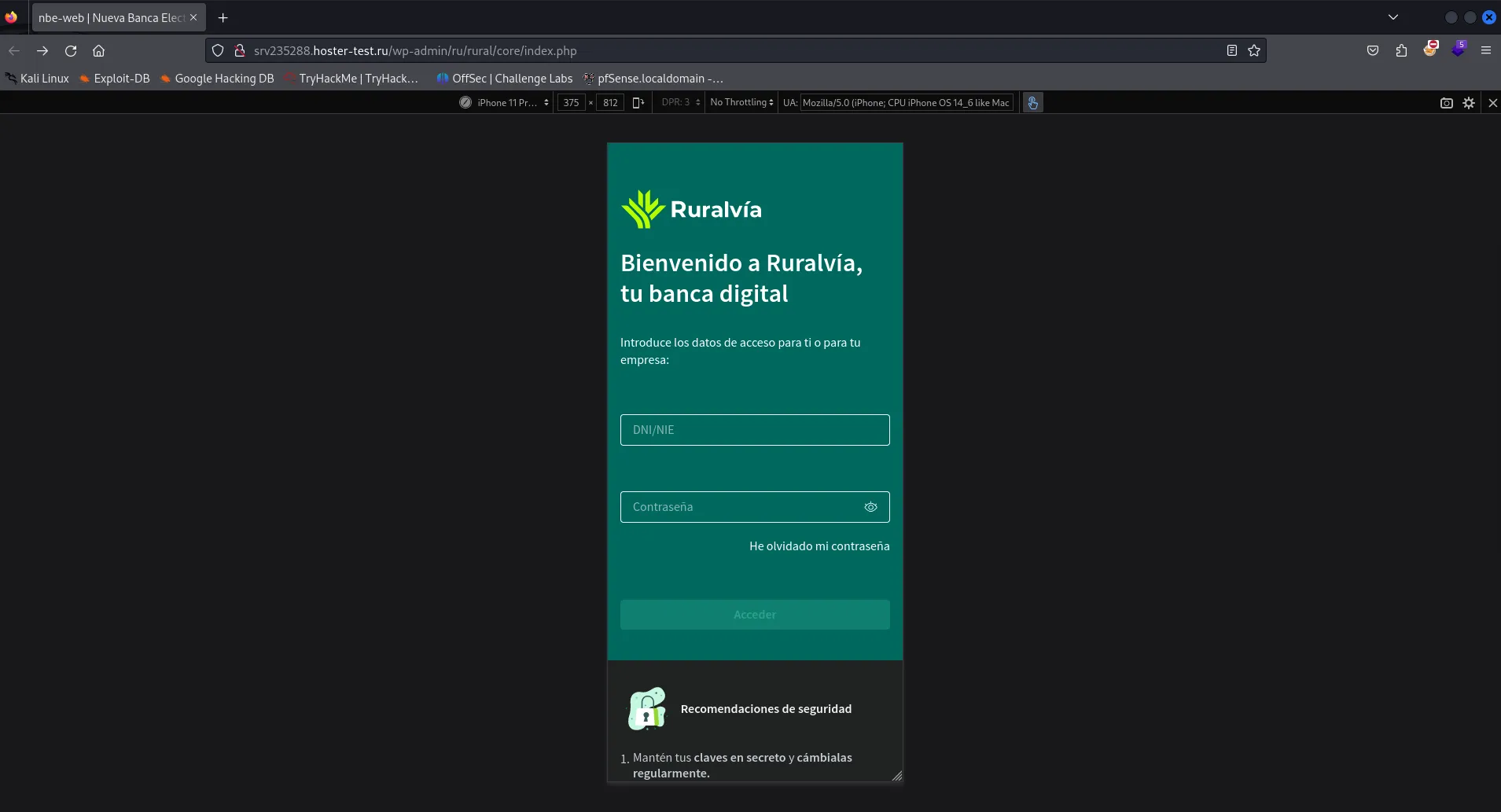 Formulario de tarjeta bancaria