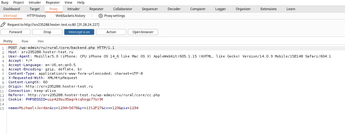 Burp Suite con login simulado
